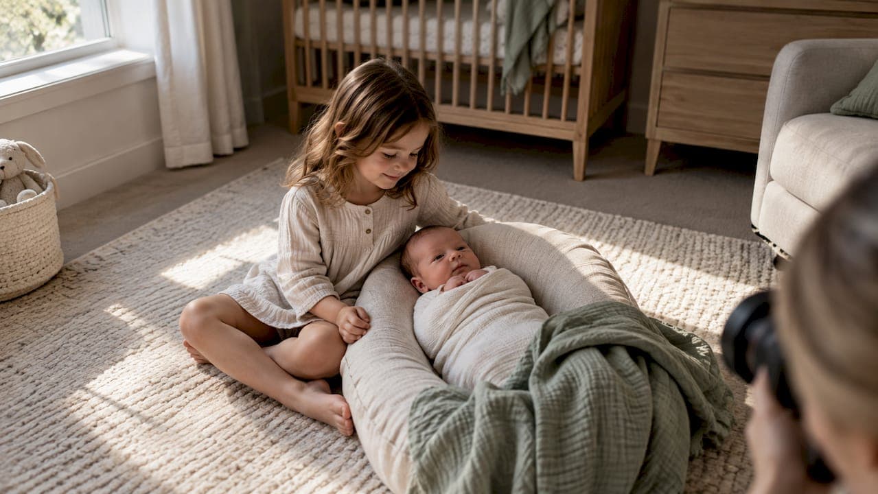 Auckland Photographer's Safety First Newborn Sibling Photo Plan